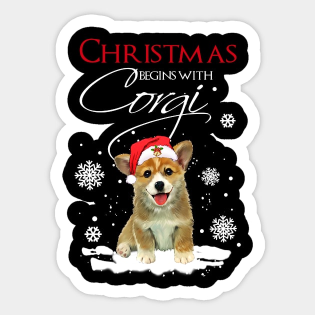 Christmas begins with Corgi Sticker by TeeAbe